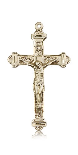 Crucifix Pendant, 14 Karat Gold - 14 KT Yellow Gold