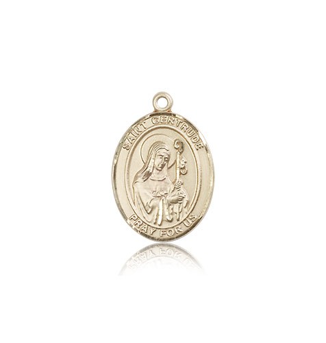 St. Gertrude of Nivelles Medal, 14 Karat Gold, Medium - 14 KT Yellow Gold