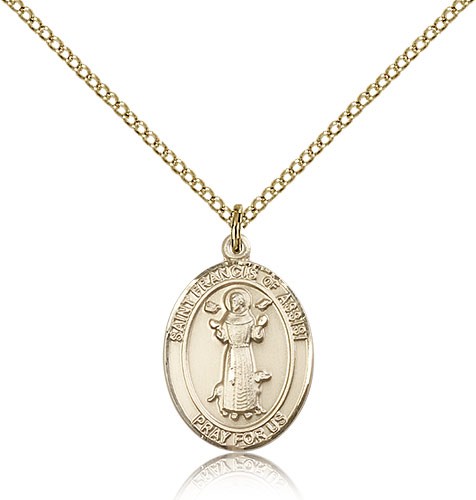 St. Francis of Assisi Medal, Gold Filled, Medium - Gold-tone