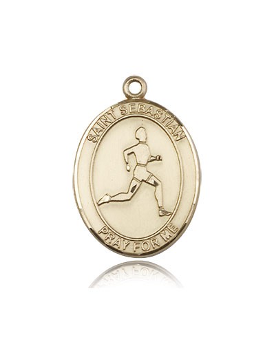 St. Sebastian Track and Field Medal, 14 Karat Gold, Large - 14 KT Yellow Gold