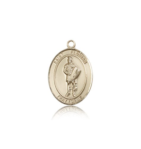 St. Florian Medal, 14 Karat Gold, Medium - 14 KT Yellow Gold