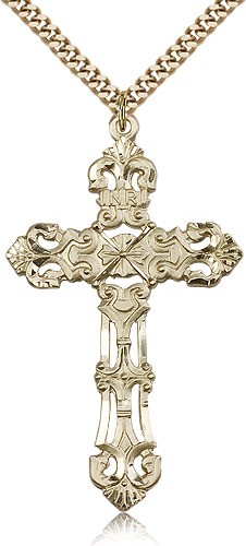 Cross Pendant, Gold Filled - 24&quot; 2.4mm Gold Plated Endless Chain