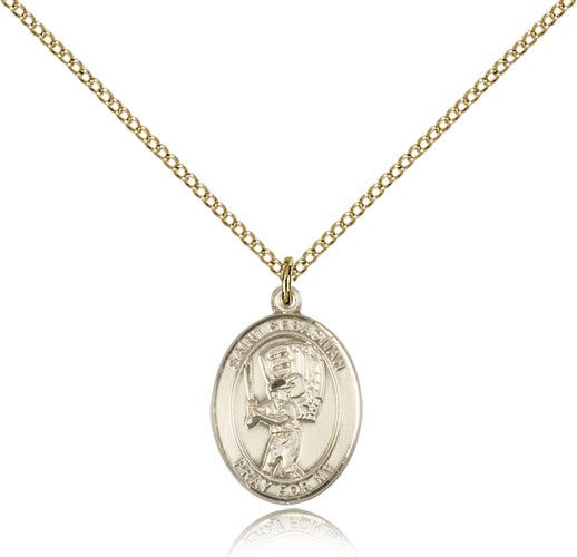 St. Sebastian Baseball Medal, Gold Filled, Medium - Gold-tone