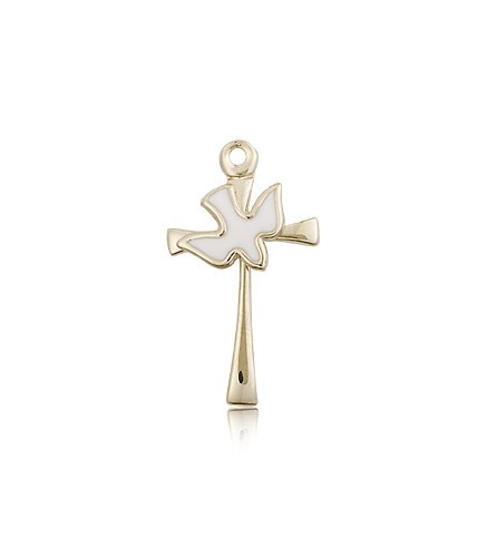 Holy Sprit Cross Pendant, 14 Karat Gold - 14 KT Yellow Gold