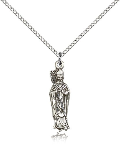 St. Patrick Medal, Sterling Silver - 18&quot; 1.2mm Sterling Silver Chain + Clasp