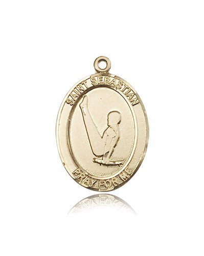 St. Sebastian Gymnastics Medal, 14 Karat Gold, Large - 14 KT Yellow Gold
