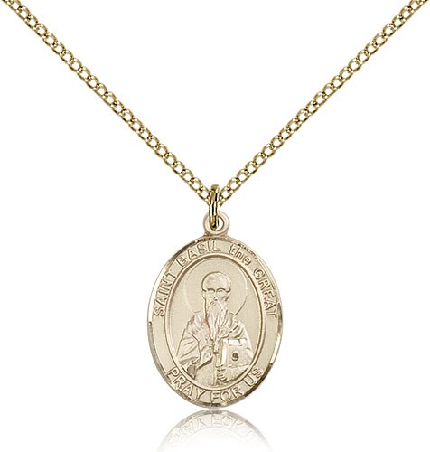 St. Basil the Great Medal, Gold Filled, Medium - Gold-tone