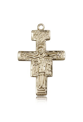 San Damiano Crucifix Pendant, 14 Karat Gold - 14 KT Yellow Gold