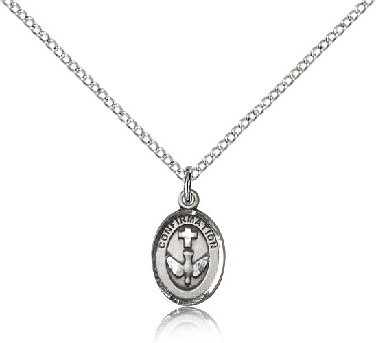 Confirmation Medal, Sterling Silver - 18&quot; 1.2mm Sterling Silver Chain + Clasp