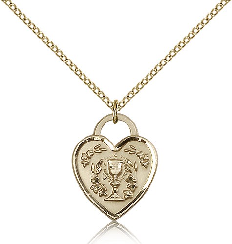Communion Heart Medal, Gold Filled - Gold-tone