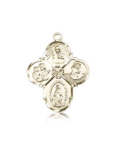 4 Way Cross Pendant, 14 Karat Gold - 14 KT Yellow Gold