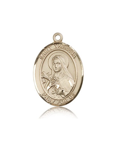 St. Theresa Medal, 14 Karat Gold, Large - 14 KT Yellow Gold