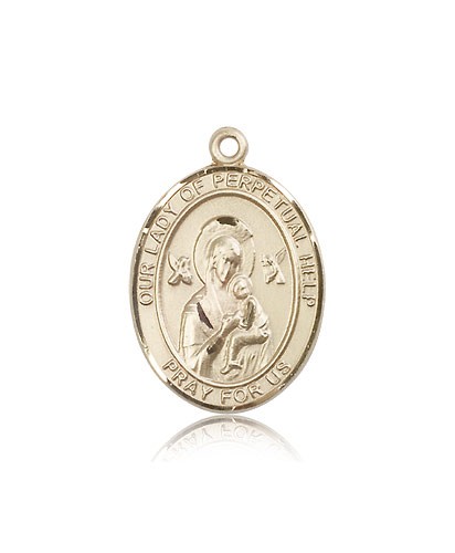 Our Lady of Perpetual Help Medal, 14 Karat Gold, Large - 14 KT Yellow Gold