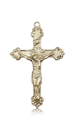 Crucifix Pendant, 14 Karat Gold - 14 KT Yellow Gold