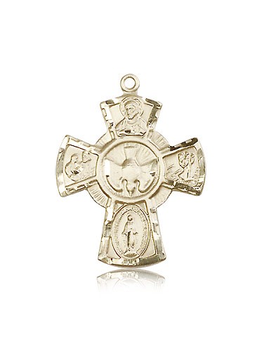 5 Way Cross Pendant, 14 Karat Gold - 14 KT Yellow Gold