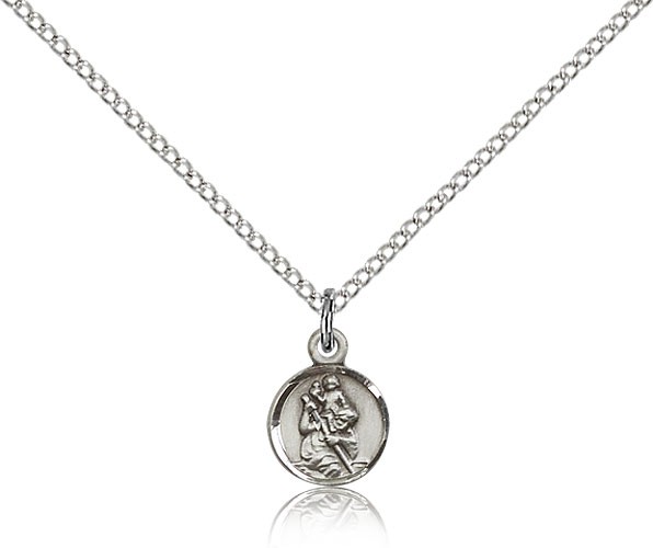 St. Christopher Medal, Sterling Silver - 18&quot; 1.2mm Sterling Silver Chain + Clasp