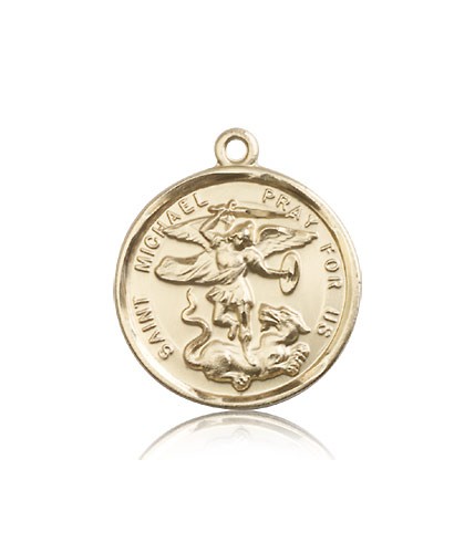 St. Michael the Archangel Medal, 14 Karat Gold - 14 KT Yellow Gold