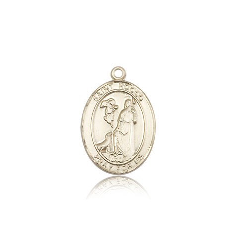 St. Rocco Medal, 14 Karat Gold, Medium - 14 KT Yellow Gold