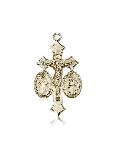 Jesus, Mary, Our Lady of La Salette Medal, 14 Karat Gold - 14 KT Yellow Gold