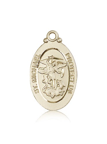 St. Michael the Archangel Medal, 14 Karat Gold - 14 KT Yellow Gold