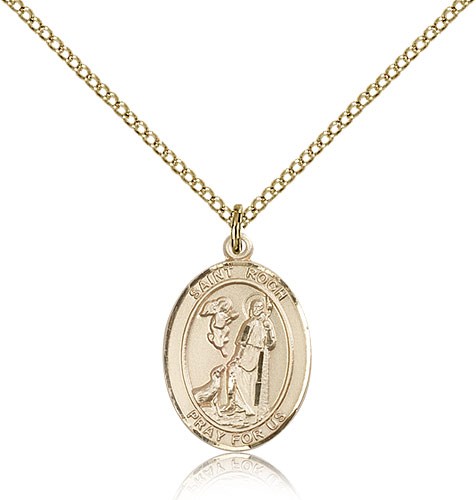 St. Roch Medal, Gold Filled, Medium - Gold-tone