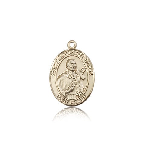 St. Martin De Porres Medal, 14 Karat Gold, Medium - 14 KT Yellow Gold