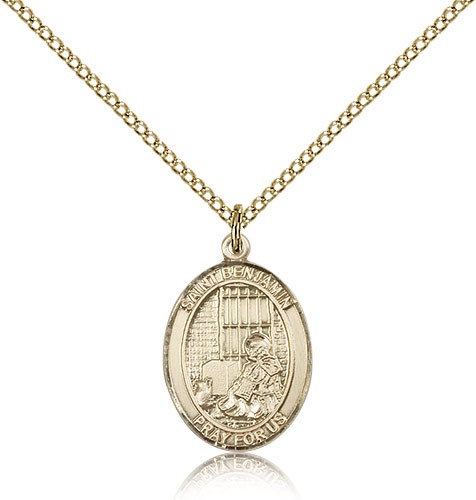 St. Benjamin Medal, Gold Filled, Medium - Gold-tone