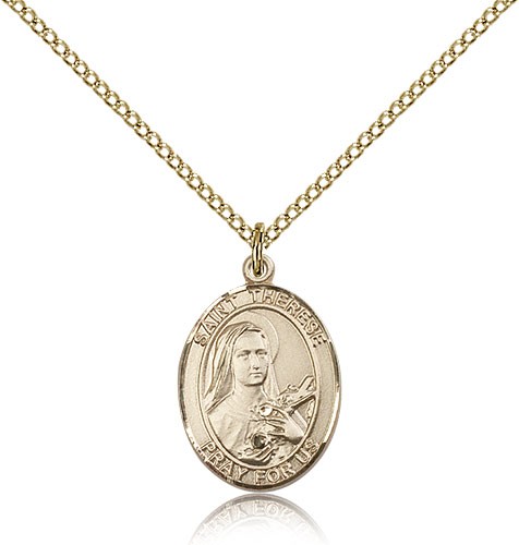St. Therese of Lisieux Medal, Gold Filled, Medium - Gold-tone
