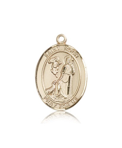 St. Roch Medal, 14 Karat Gold, Large - 14 KT Yellow Gold