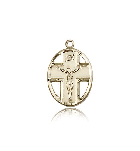 Crucifix Pendant, 14 Karat Gold - 14 KT Yellow Gold