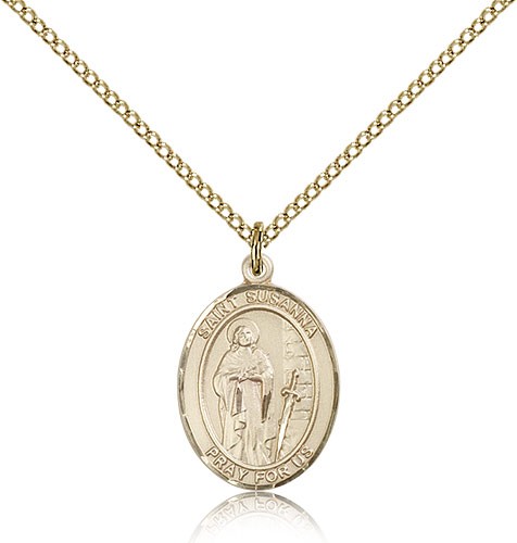 St. Susanna Medal, Gold Filled, Medium - Gold-tone