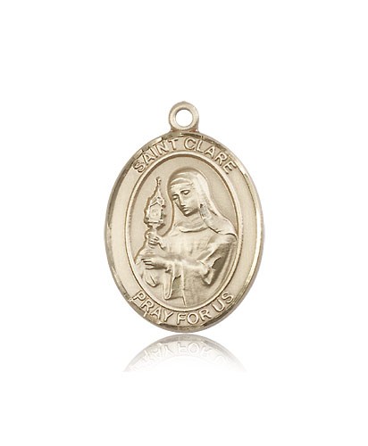 St. Clare of Assisi Medal, 14 Karat Gold, Large - 14 KT Yellow Gold