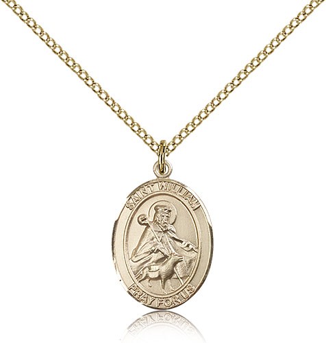 St. William of Rochester Medal, Gold Filled, Medium - Gold-tone