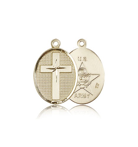 Army Cross Pendant, 14 Karat Gold - 14 KT Yellow Gold