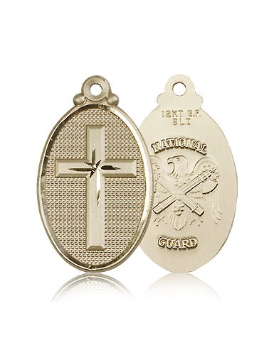 National Guard Cross Pendant, 14 Karat Gold - 14 KT Yellow Gold