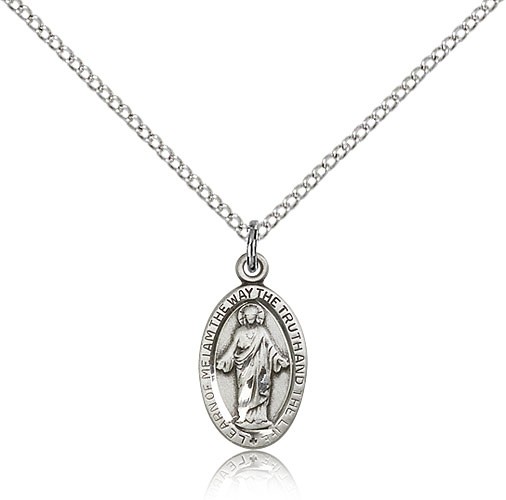 Scapular Medal, Sterling Silver - 18&quot; 1.2mm Sterling Silver Chain + Clasp