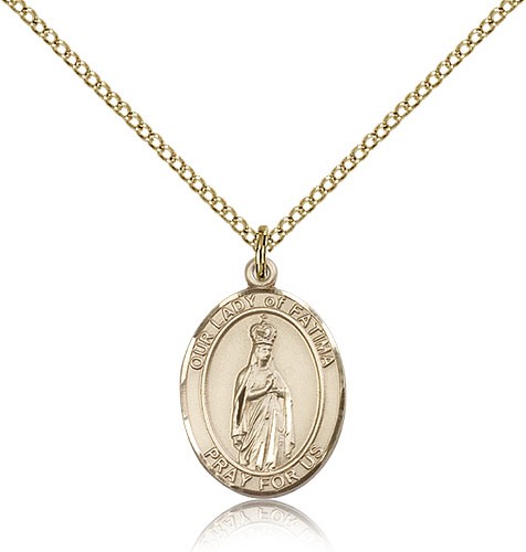 Our Lady of Fatima Medal, Gold Filled, Medium - Gold-tone