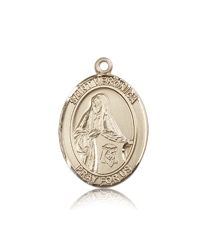 St. Veronica Medal, 14 Karat Gold, Large - 14 KT Yellow Gold