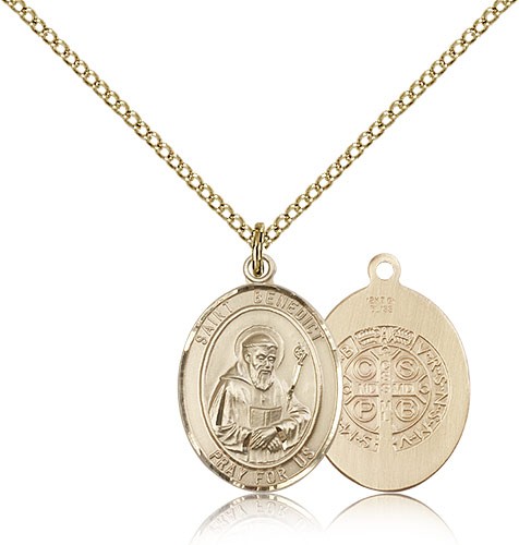 St. Benedict Medal, Gold Filled, Medium - Gold-tone