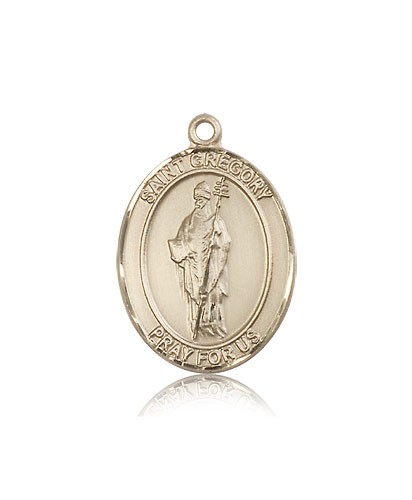 St. Gregory the Great Medal, 14 Karat Gold, Large - 14 KT Yellow Gold