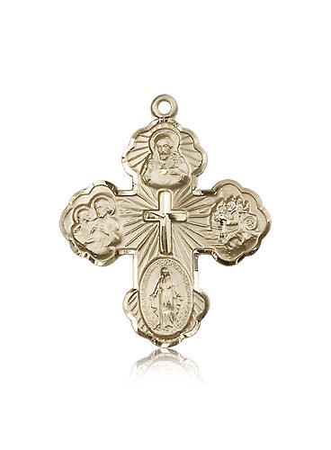 5 Way Cross Pendant, 14 Karat Gold - 14 KT Yellow Gold