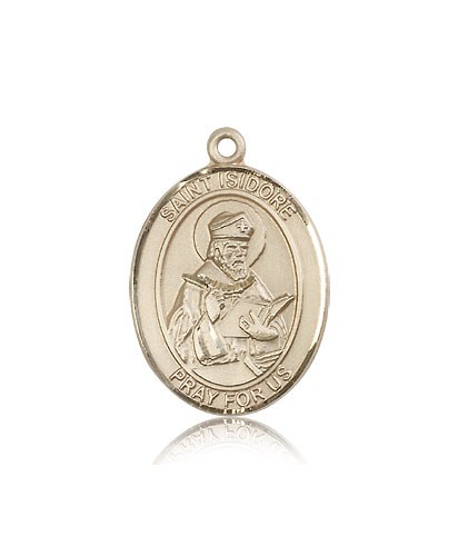 St. Isidore of Seville Medal, 14 Karat Gold, Large - 14 KT Yellow Gold