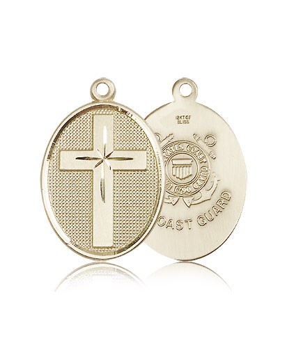 Coast Guard Cross Pendant, 14 Karat Gold - 14 KT Yellow Gold