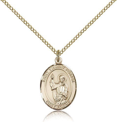 St. Vincent Ferrer Medal, Gold Filled, Medium - Gold-tone