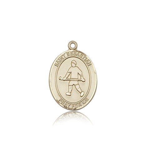 St. Sebastian Field Hockey Medal, 14 Karat Gold, Medium - 14 KT Yellow Gold