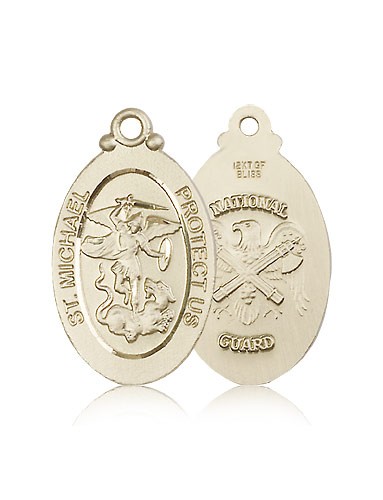 St. Michael National Guard Medal, 14 Karat Gold - 14 KT Yellow Gold