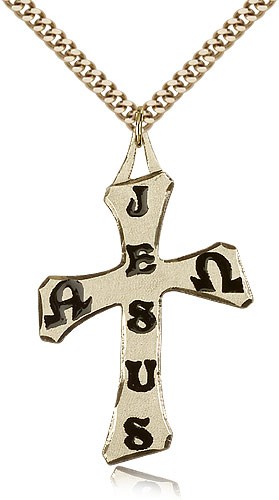 Cross Pendant, Gold Filled - 24&quot; 2.4mm Gold Plated Endless Chain