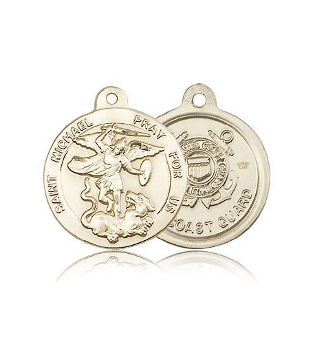 St. Michael Coast Guard Medal, 14 Karat Gold - 14 KT Yellow Gold