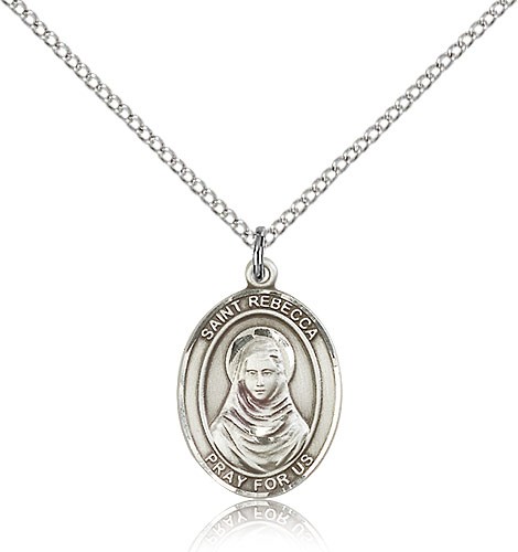 St. Rebecca Medal, Sterling Silver, Medium - 18&quot; 1.2mm Sterling Silver Chain + Clasp