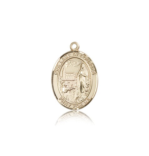 Our Lady of Lourdes Medal, 14 Karat Gold, Medium - 14 KT Yellow Gold